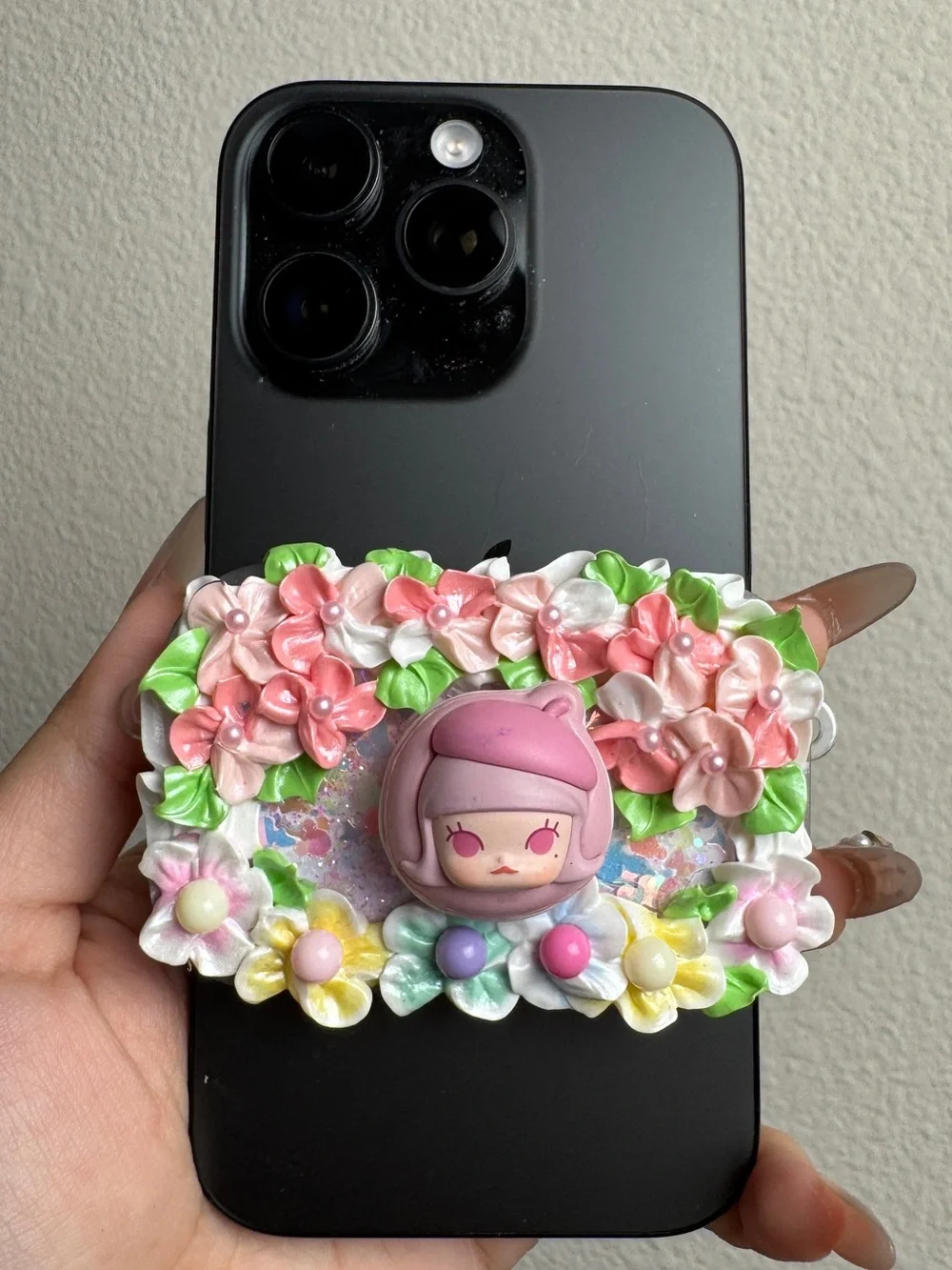 Handmade Molly-Style Phone Clip with Mirror & Charm Loops